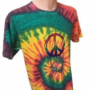 San Francisco Peace Sign Tie Dye T shirt L